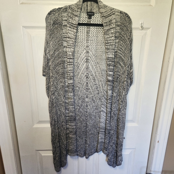 TORRID  Long Loose Knit Duster Cardigan Marled Gray Size 2 - Picture 2 of 11